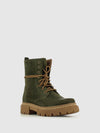 Botins com Fecho em Pele Khaki